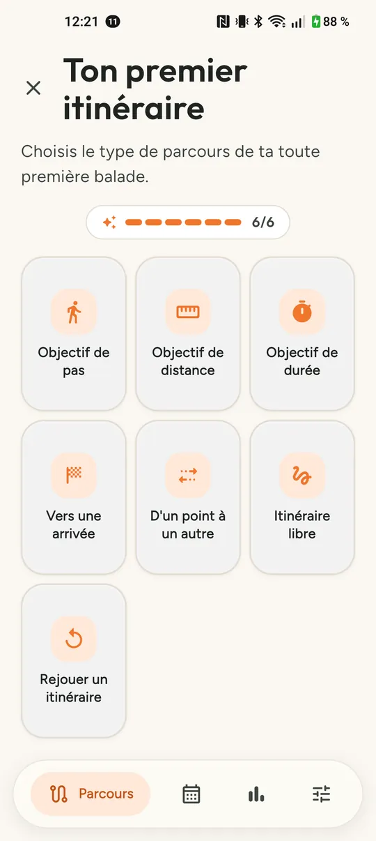 Choix du type d'itinéraire