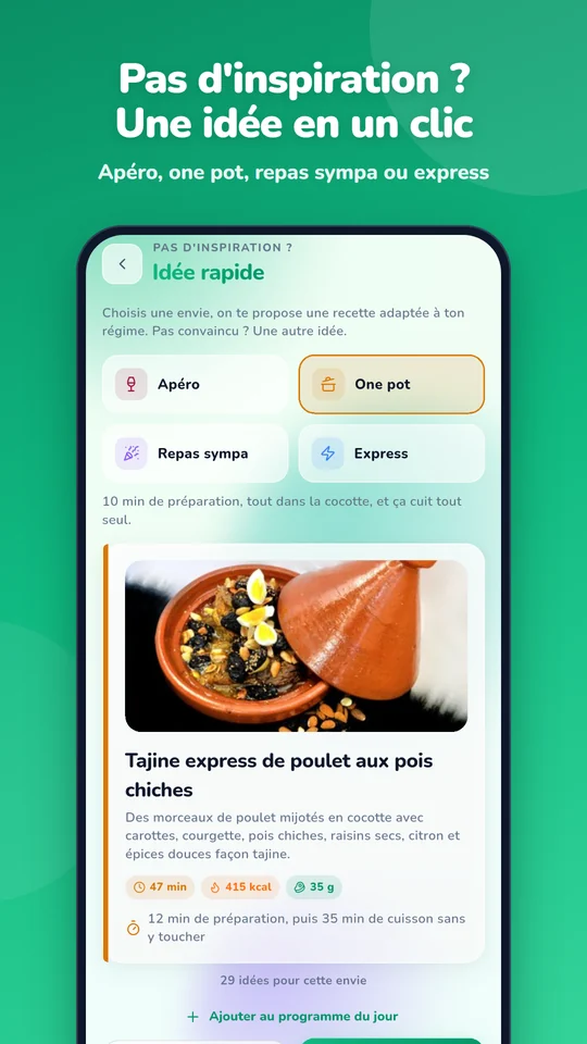 Idée rapide : une recette adaptée au régime en un clic