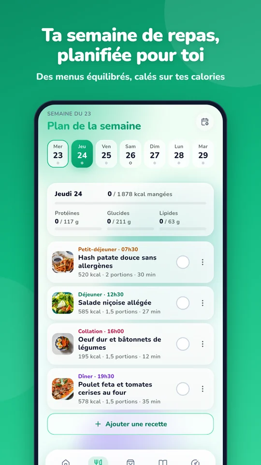 Ta semaine de repas, planifiée selon tes calories