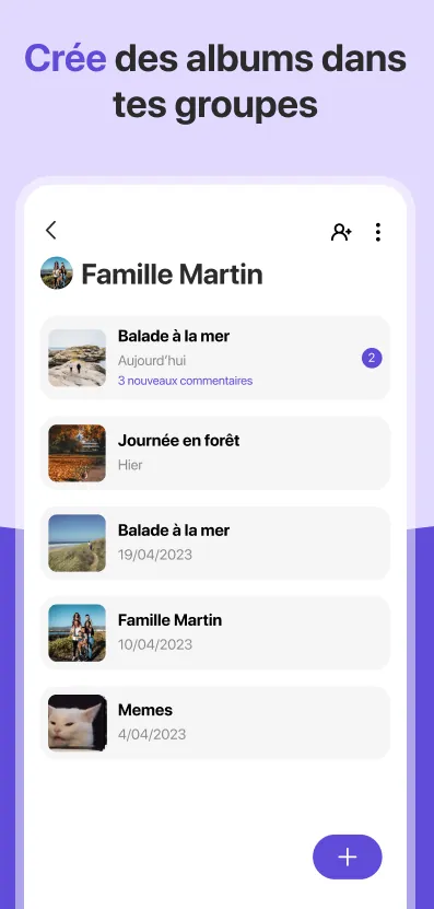 Albums partagés d'un groupe