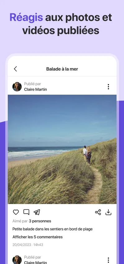 Réactions sur une publication